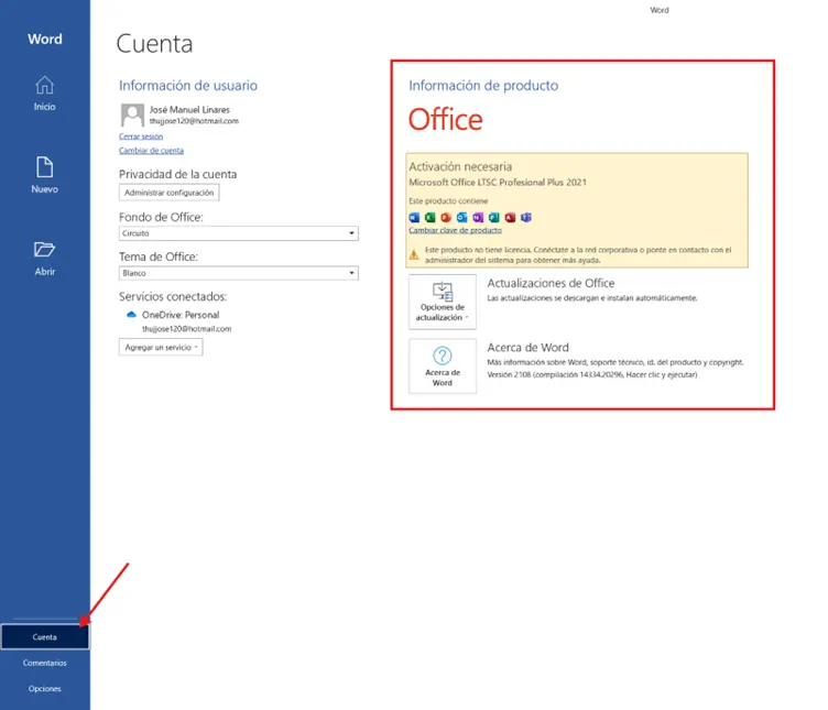 Verificar estado de activación de Office