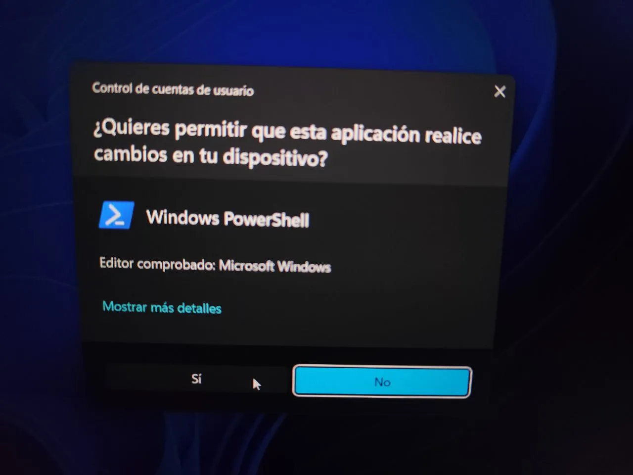 Confirmación de permisos de administrador en Windows