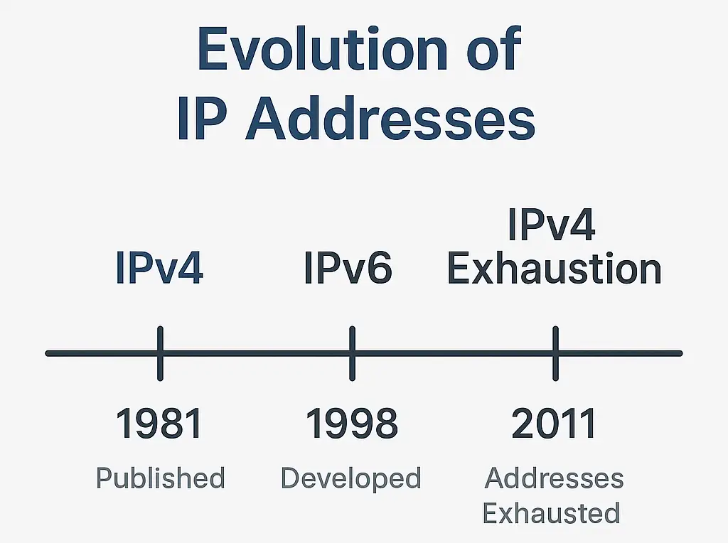 Línea de tiempo de la evolución de direcciones IP